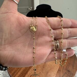 Elegant 10k Gold Rosary  size 18”
